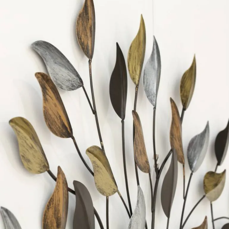 Fagus relief i metal med blade til væg - 103cm