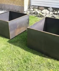 Firkantede Kvadratiske Højbede / Krukker i Cortenstål - 200x200cm - UDEN BUND