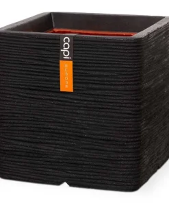 Firkantet square krukke rib black - 40x40 + 50x50cm - Livstidsgaranti