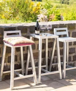 Galvaniseret cafebord med 2stk galvaniserede barstole / Cafesæt
