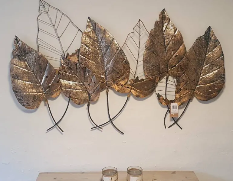 Golden Leaves Vægdekoration i metal - 115cm