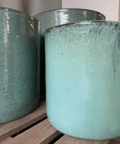 Green Jade - Glaseret cylinder krukke - Ø.40+Ø.50+Ø.60