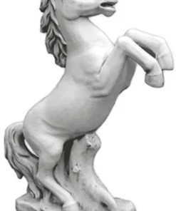 Hest i hvid beton - Stejlende hestefigur 130cm