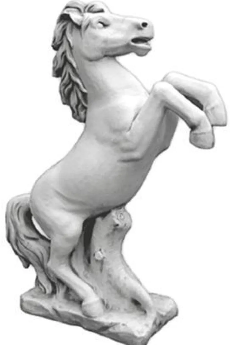 Hest i hvid beton - Stejlende hestefigur 130cm