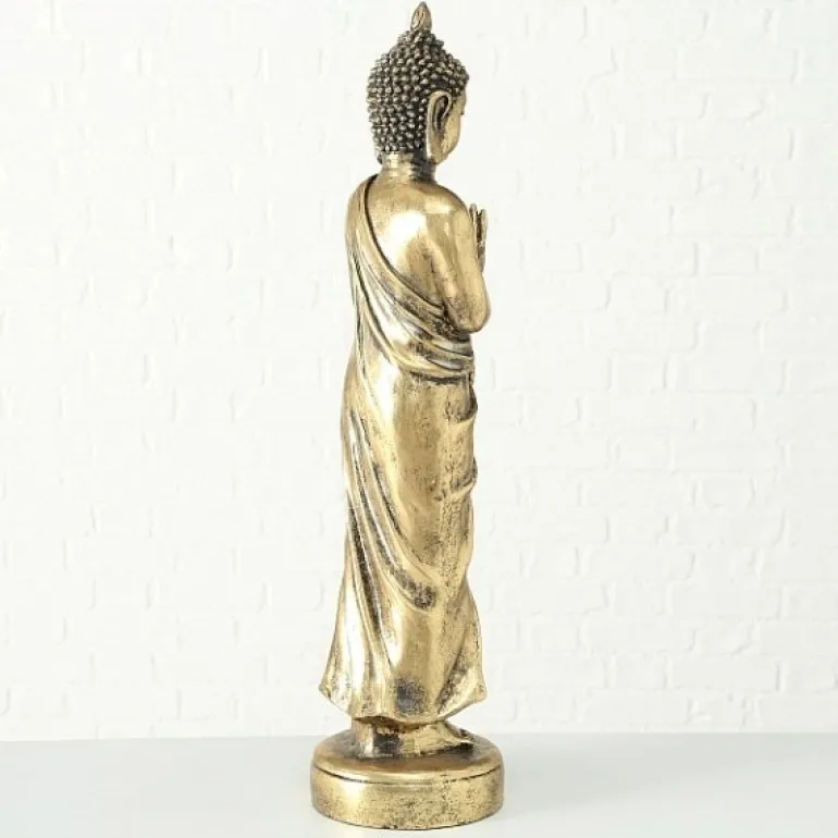 Høj 80cm Buddha figur i guld antik - SÆT