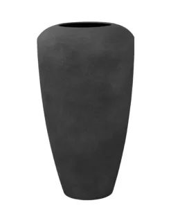 Høj 90cm sort mat vandtæt krukke i Fiberstone med let struktur
