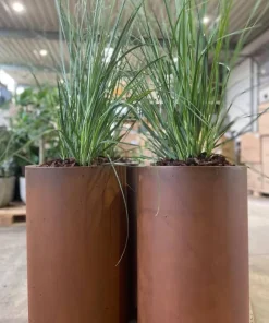 Høj cylinder krukke i corten stål rust - H.60cm + H.80cm