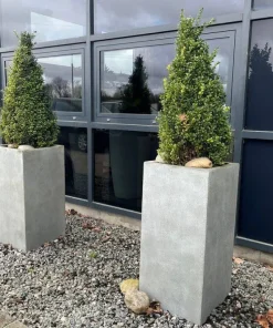 Høj krukke i glasfiber - 60cm eller 80cm - sort eller grå - VANDTÆTTE