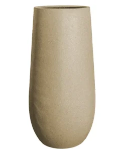 Høj rund sand/beige krukke i fiberstone - 70cm + 100cm sahara letvægtskrukker