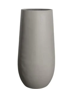Høj rund sandgrå krukke i fiberstone - 70cm + 100cm letvægtskrukker