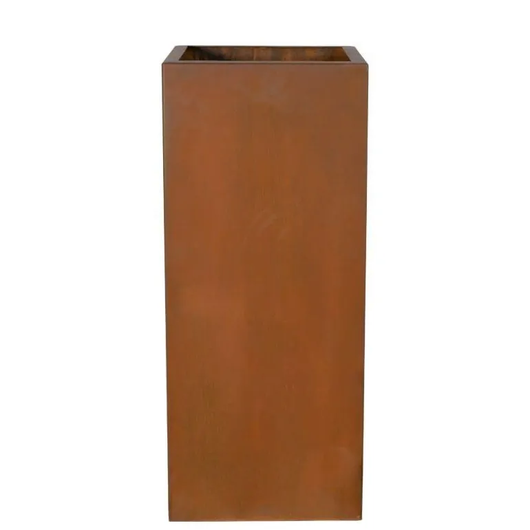 Høje rektangulære krukker med rust i corten stål - H.72 + H.95cm