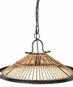 Hængelampe i jern med bambus - Ø.53cm