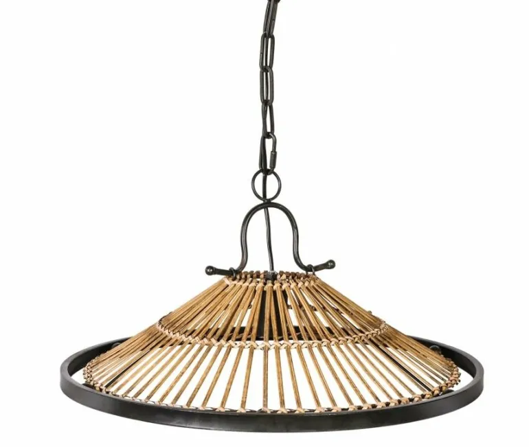 Hængelampe i jern med bambus - Ø.53cm