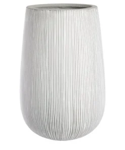 H.66xØ.44 Krukke med riller / striber i fiberstone - Hvid antik eller Grå