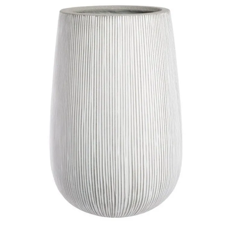 H.66xØ.44 Krukke med riller / striber i fiberstone - Hvid antik eller Grå