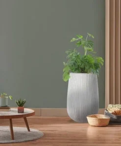 H.66xØ.44 Krukke med riller / striber i fiberstone - Hvid antik eller Grå