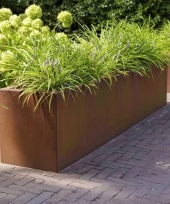 H.60xB.50cm / Aflange plantekummer i rust - Med Bund - L.90+120+150+200+300cm