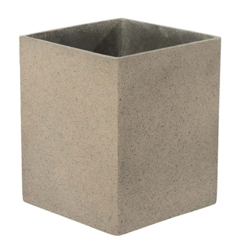 H.19x15x15cm Plantepotter I Sandtruktur - Sort + Grå + Sand