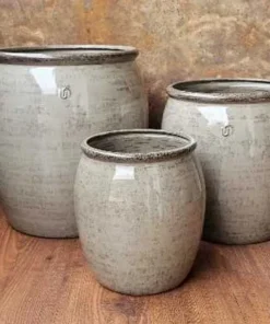 Indendørs plantekrukker i metal - sæt 3stk - Beige & Grøn