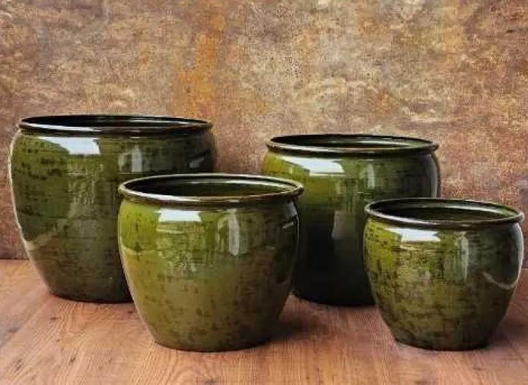 Indendørs plantekrukker i metal - sæt 4stk - Beige & Grøn