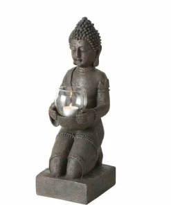Knælende Buddha med lysglas
