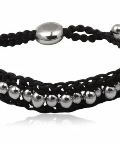 Knyttet macrame armbånd med stålkugler