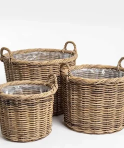 Krukker i rattan med plastindsats og twisted kant Ø.55cm / SÆT
