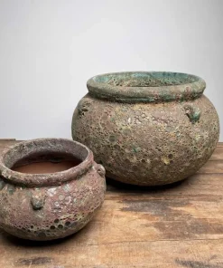 Krukkesæt i lava look / Vintage Keramik - 3 farver