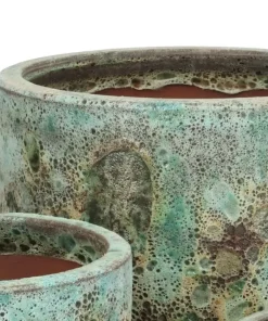 Lava look krukker i keramik / Rust eller Jade - SÆT