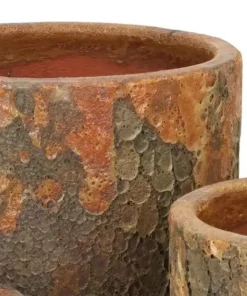 Lava look krukker i keramik / Rust eller Jade - SÆT