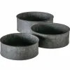 Lave runde metal plantepotter i zink look med ribber - Sæt
