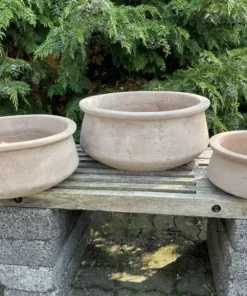 Lave runde Terracotta krukker i lys choko farve - Sæt 3stk