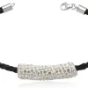 Læderarmbånd med krystal rør