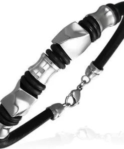 Læder/stål armbånd