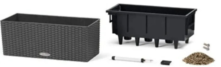 Lechuza altankasse med selvvanding / Balconera Cottage Polyrattan - 6 farver