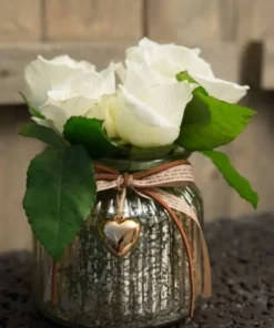 Lysestage / vase med læder & hjerte