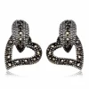 Marcasite sølv øreringe med hjerte / Victorian