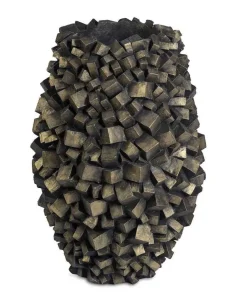 Mattone vase med antik gold cubes - H.110xØ.50cm