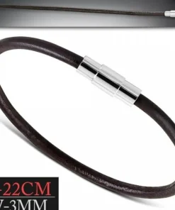 3mm mocca læderarmbånd med magnetlås / 18cm+22cm