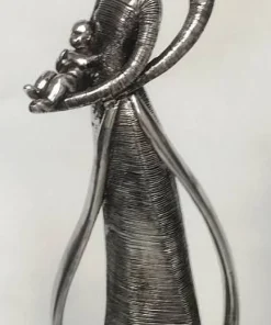 Mor - Far og Barn figur / skulptur i antik sølv / 30cm