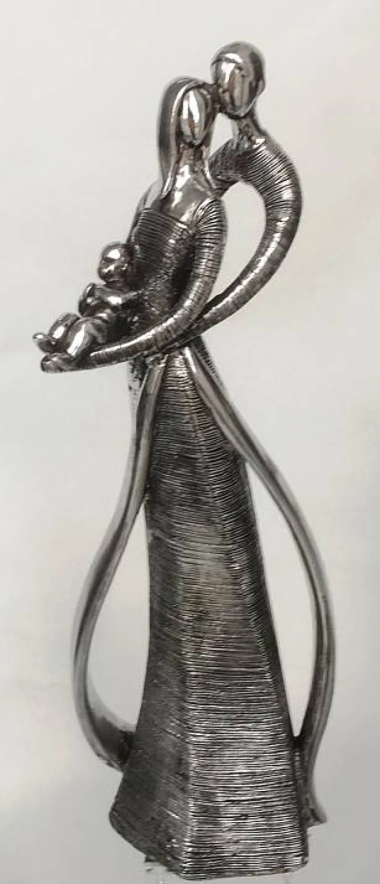 Mor - Far og Barn figur / skulptur i antik sølv / 30cm