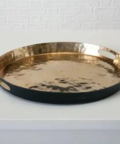 Nizzi luksus serveringsfade / bakker i sort og messing - Sæt