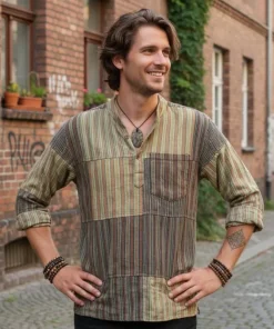 Patchwork bondeskjorte til Herre - 3 Modeller