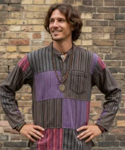 Patchwork bondeskjorte til Herre - 3 Modeller
