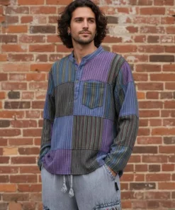Patchwork bondeskjorte til Herre - 3 Modeller