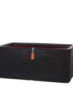 Plantekasse rectangle rib black - 73cm - Livstidsgaranti