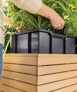 Plantekasser i Eukalyptus Træ Med Selvvanding - M/U Hjul