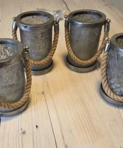 PTMD Collection Lysestager i silverglass og rå alu - 4stk
