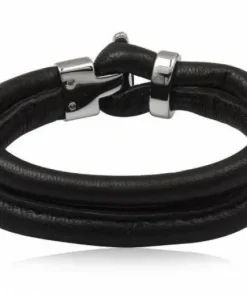 Randsyet sort læderarmbånd til hende