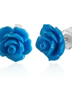 Rose ørestikker i rustfri stål med resin - 3 farver
